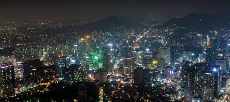 Beautiful Lighting Night View of Seoul City from N Seoul Tower