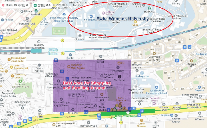 Ewha Womans University Shopping Street Map