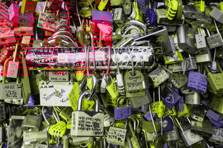 Wishes Messages Written on Padlocks at N Seoul Tower