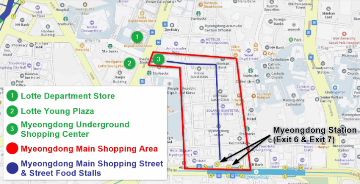 Myeongdong Hotels Map