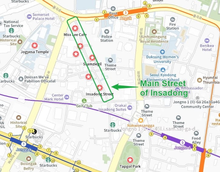 Insadong Street Map