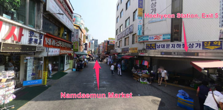 Way of Walking to Namdaemun Market from Hoehyeon Station Exit 5