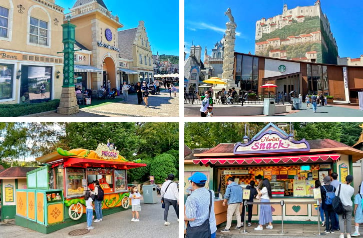 Coffee Bean, Starbucks, Popcorn Cart and Merlin’s Snack