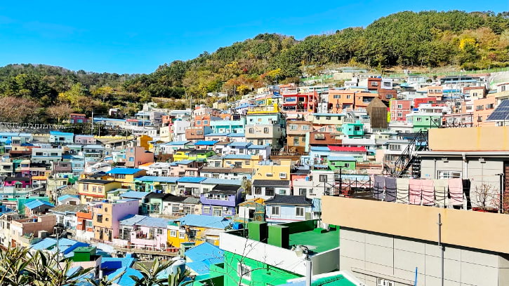 Colorful Houses Stacked Up Hillside