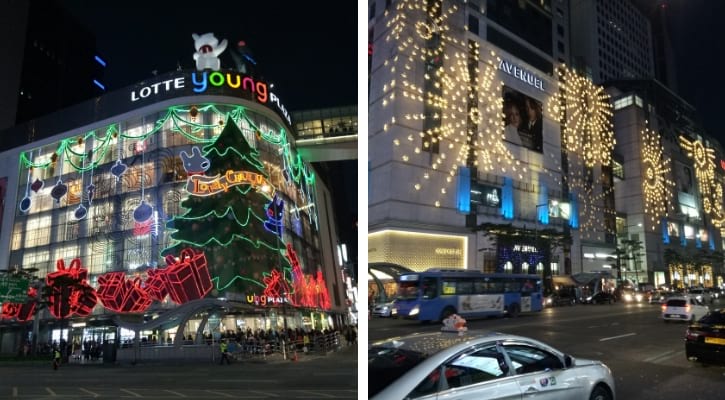 Lotte Young Plaza and Avenuel Department Stores in Myeongdong