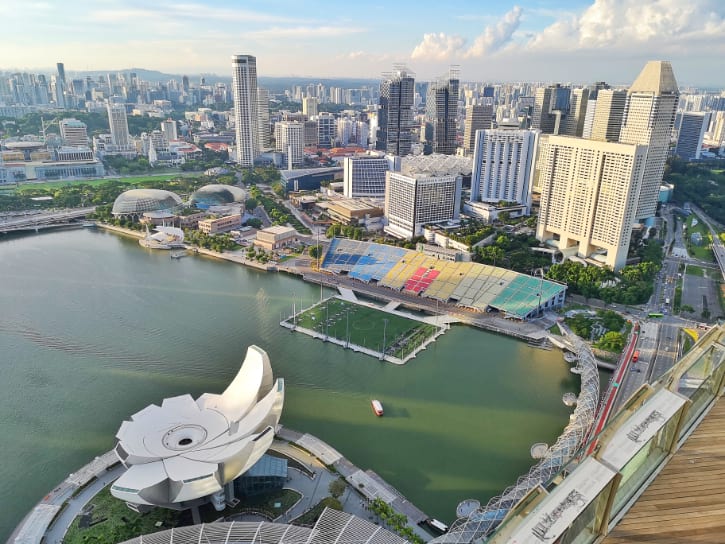 View of ArtScience Museum from Sands SkyPark Observation Deck