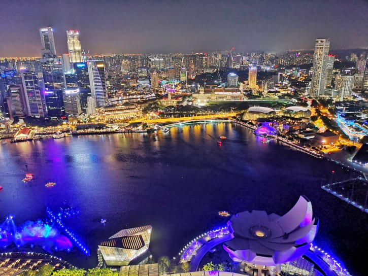 View of Esplanade and National Gallery Singapore from Sands SkyPark Observation Deck