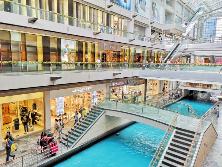 Luxury shopping experience at The Shoppes at Marina Bay Sands, Singapore