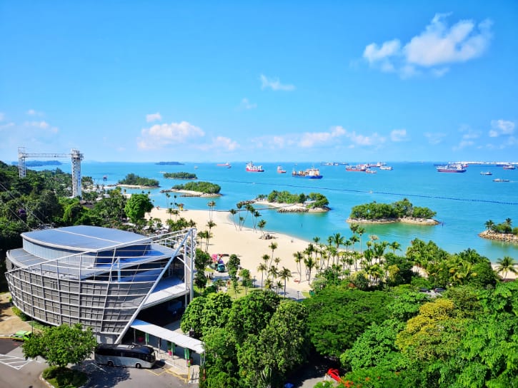 Panoramic view of Sentosa from the Fort Siloso Skywalk