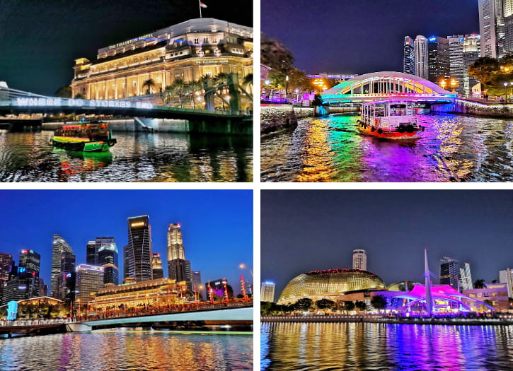 Singapore Merlion Statue, Fullerton Hotel and Esplanade Theatre