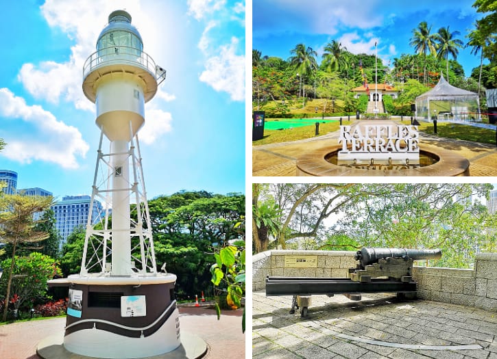 Raffles House,Lighthouse and 9-Pound Cannon at Fort Canning Park