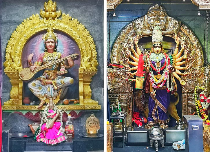 Saraswati and Sri Lakshmi Durgai at Sri Veeramakaliamman Temple