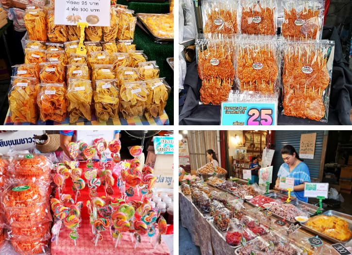 Banana Chips, Honey Roasted Satay Fishes and Lollipop Display