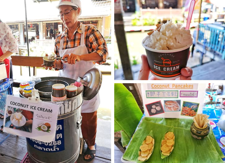 Coconut Ice Cream and Coconut Pancakes in the Floating Market