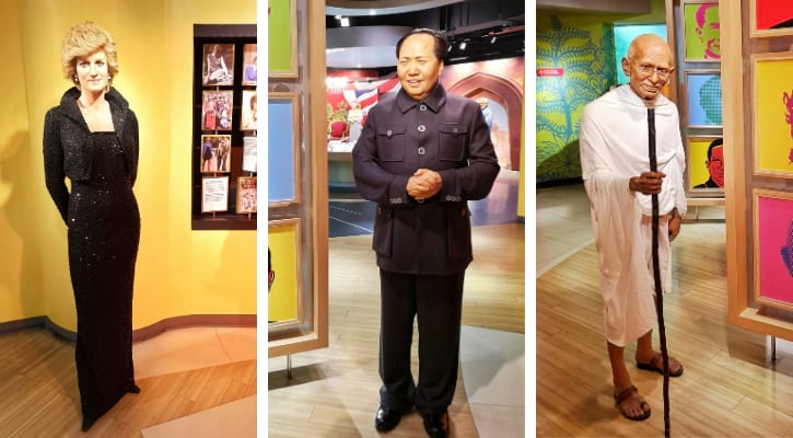 Diana, Mao Zedong and Mahatma Gandhi Wax Figures