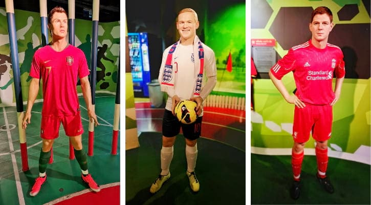 Cristiano Ronaldo, Wayne Rooney and Steven Gerrard Wax Figures