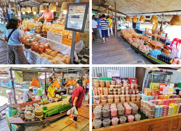 Local Thai Snacks Display at Ayutthaya Floating Market