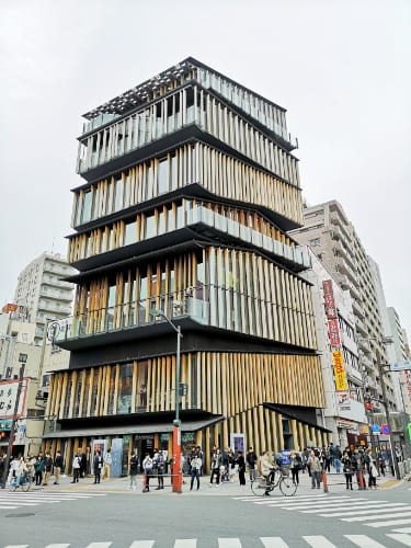 Unique architecture of Asakusa Culture Tourist Information Center from outside