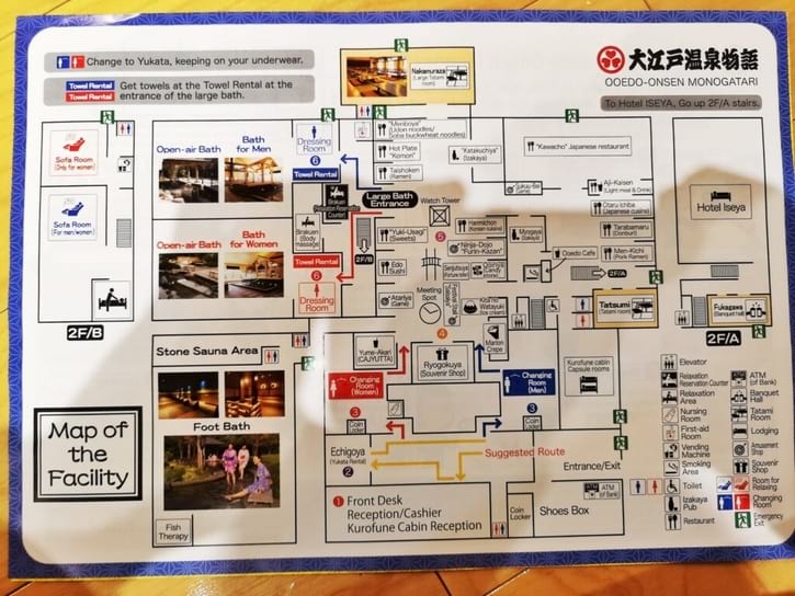 Oedo Onsen Monogatari Guide Map