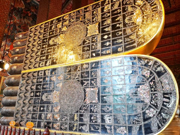 Reclining Buddha Feet with Auspicious Symbols