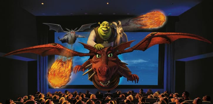 4-D Shrek film with in-theater effects engaging the audience