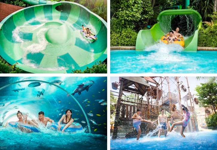 Experience water fun and thrilling rides at Adventure Cove Waterpark in Singapore's Resorts World Sentosa