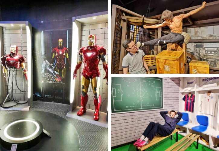 Pose with lifelike wax figures, including the Iron Man and David Beckham, at Madame Tussauds Singapore