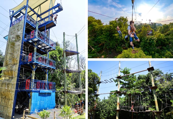 Adrenaline pumping with exciting zip lines and adventure activities at Mega Adventure Park in Sentosa