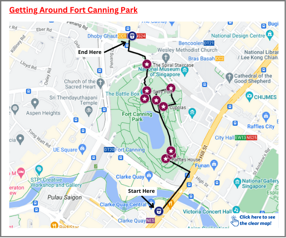 Route to Fort Canning Park