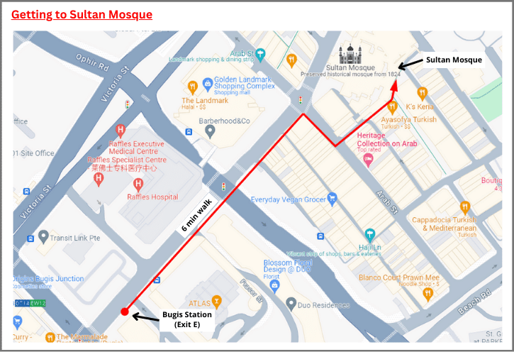 Route to Sultan Mosque