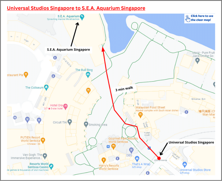 Route to SEA Aquarium Singapore