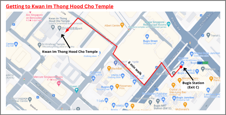 Route to Kwan Im Thong Hood Cho Temple