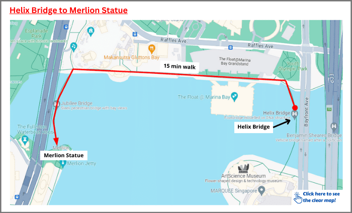 Route to Merlion Statue