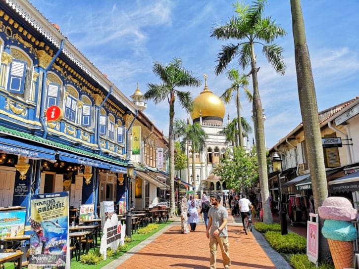 Arab Street's charming ambiance leading to the majestic Sultan Mosque