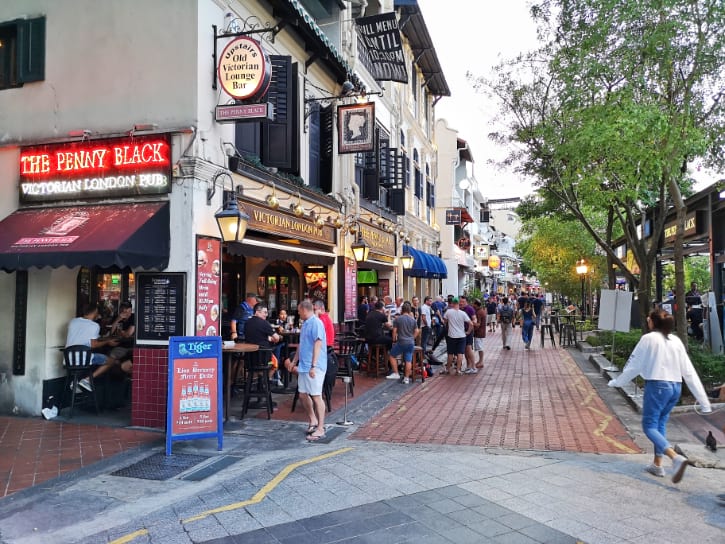 Scenic Boat Quay, a popular waterfront dining and entertainment spot