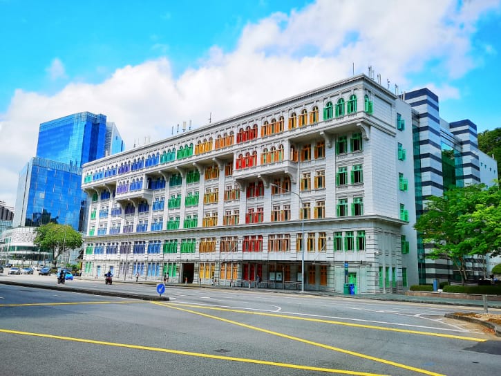 Colorful windows of the Old Hill Street Police Station