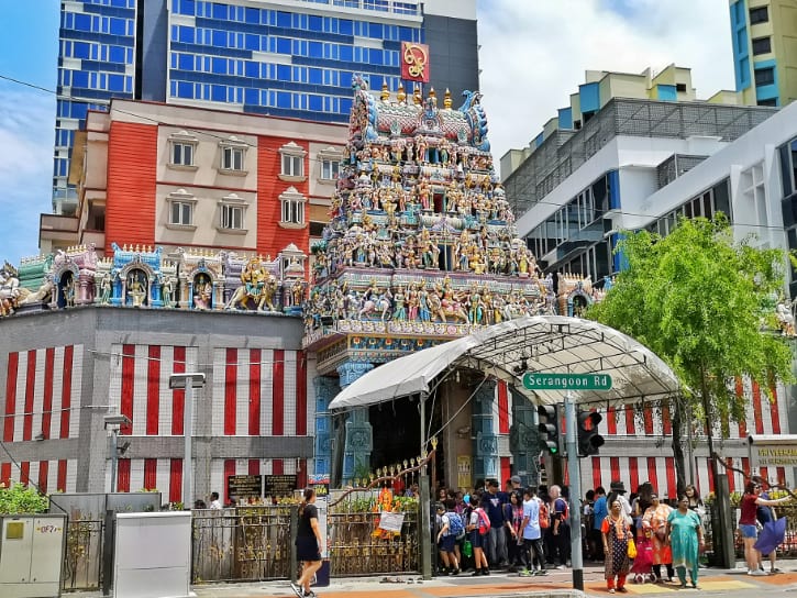 Ornate exterior of Sri Veeramakaliamman Temple, a testament to Hindu architecture