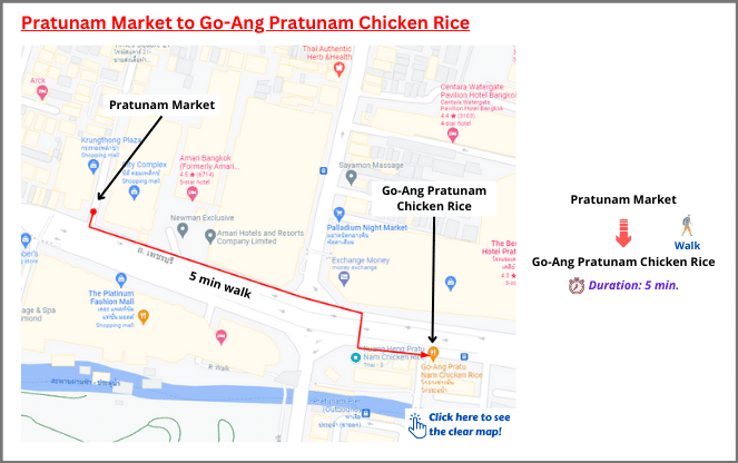 Route Map to Go Ang Pratunam Chicken Rice Shop