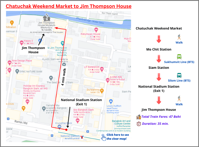 Route Map to Jim Thompson House