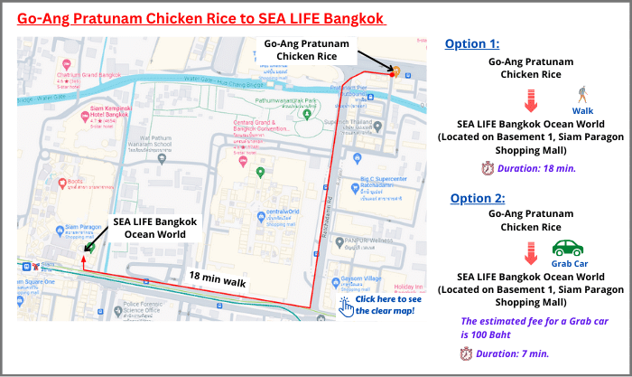 Route to SEA LIFE Bangkok Ocean World