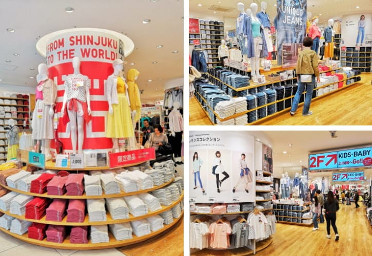 A variety of fashionable clothing options in BICQLO Shinjuku