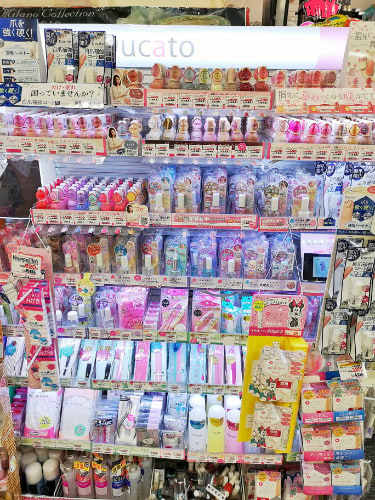 Nail polish display in Matsumoto Kiyoshi