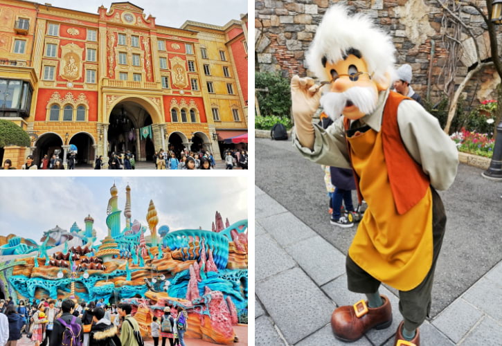 Tokyo DisneySea's enchanting building with Geppetto character