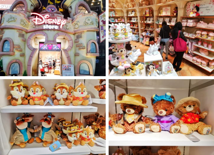 Inside view of Tokyo Disney Store with plush toys and magical decor