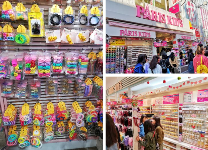 Colorful accessories on display at Paris Kid’s store