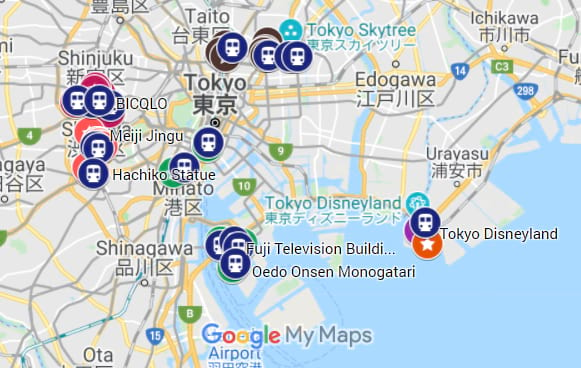 Tokyo Itinerary Map