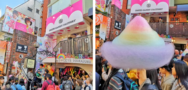 Colorful cotton candy at Totti Candy Factory