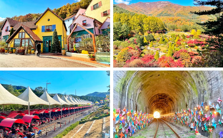 Day views of Petite France, Garden of Morning Calm and Gangchon Rail Park