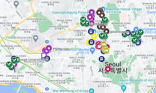 Seoul Itinerary Map