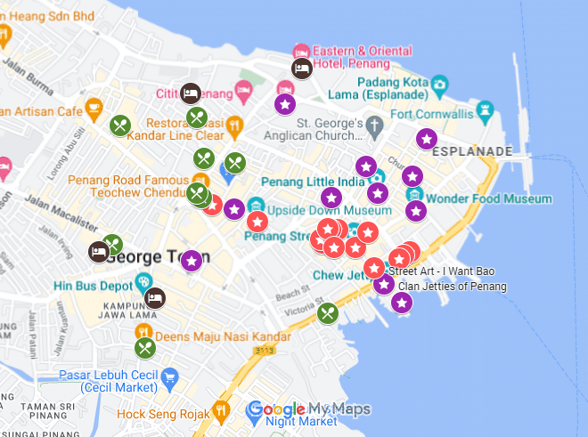 Penang Itinerary Map